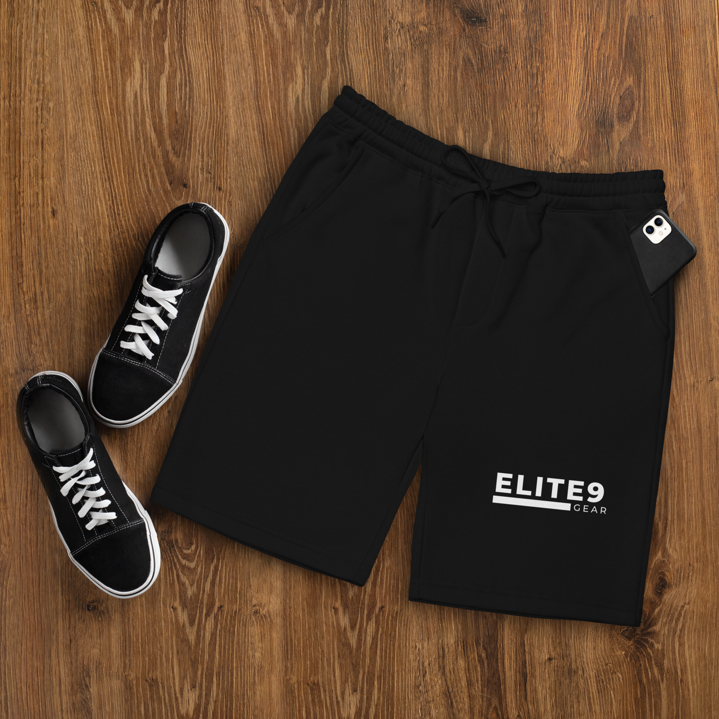 Men's fleece shorts | White Text